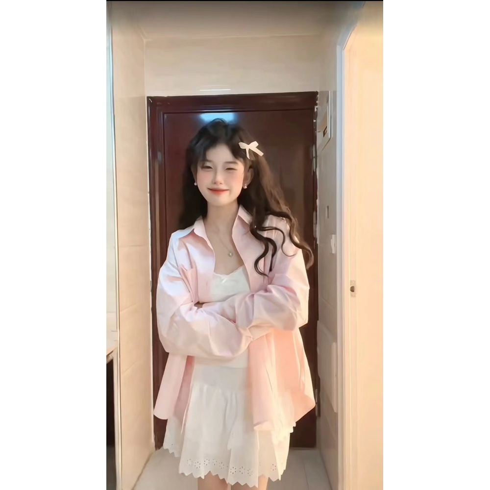 카리나 셔츠 블라우스 핑크 공항 패션 루즈핏 빅사이즈 의상 옷 패션 - 상세 이미지 2