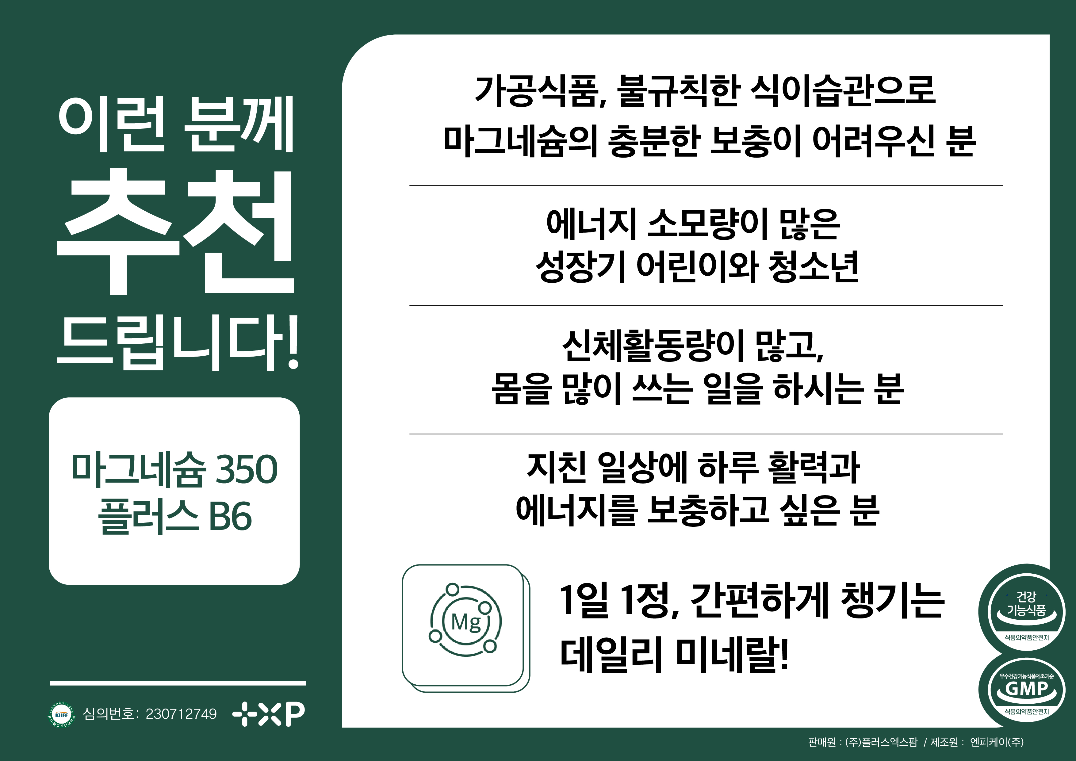비타민C 메가도스 필수영양 마그네슘350 비타민B6 고함량 마그네슘B6 2개 - 상세 이미지 5