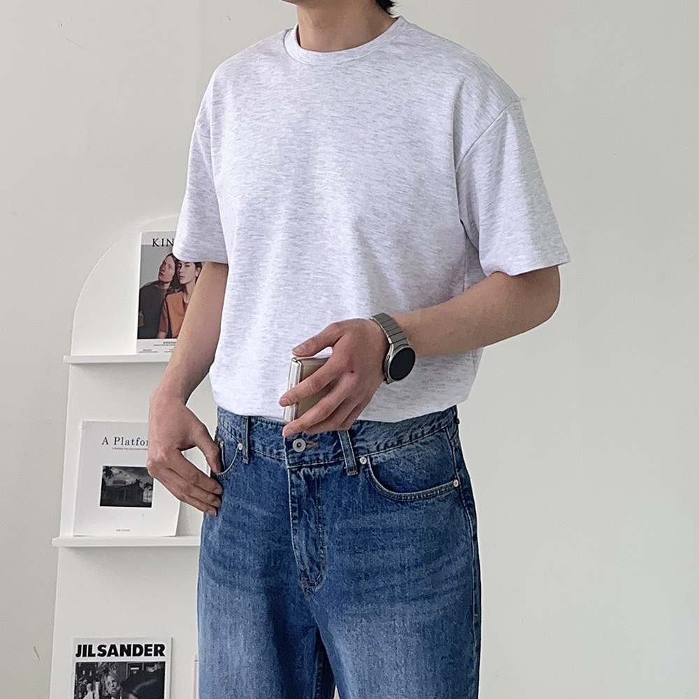 1+1 남자 반팔티 빅사이즈 20수 이너 오버핏 티셔츠 - 메인 이미지