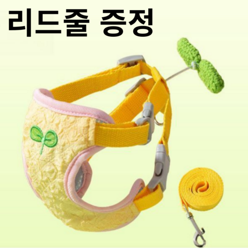 푸르픽 강아지 고양이 여름 두잎클로버 하네스 + 리드줄 세트 시원한메쉬소재 사계절겸용 - 상품 이미지