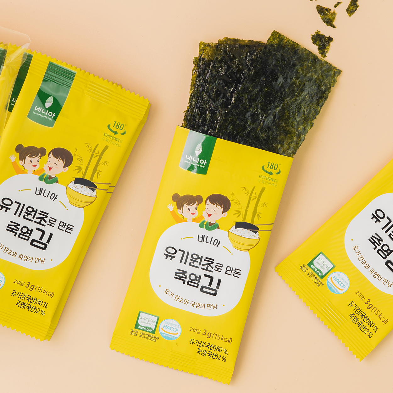 네니아 유기농 죽염김 3g x 20개입 도시락김 조미김 - 상품 이미지