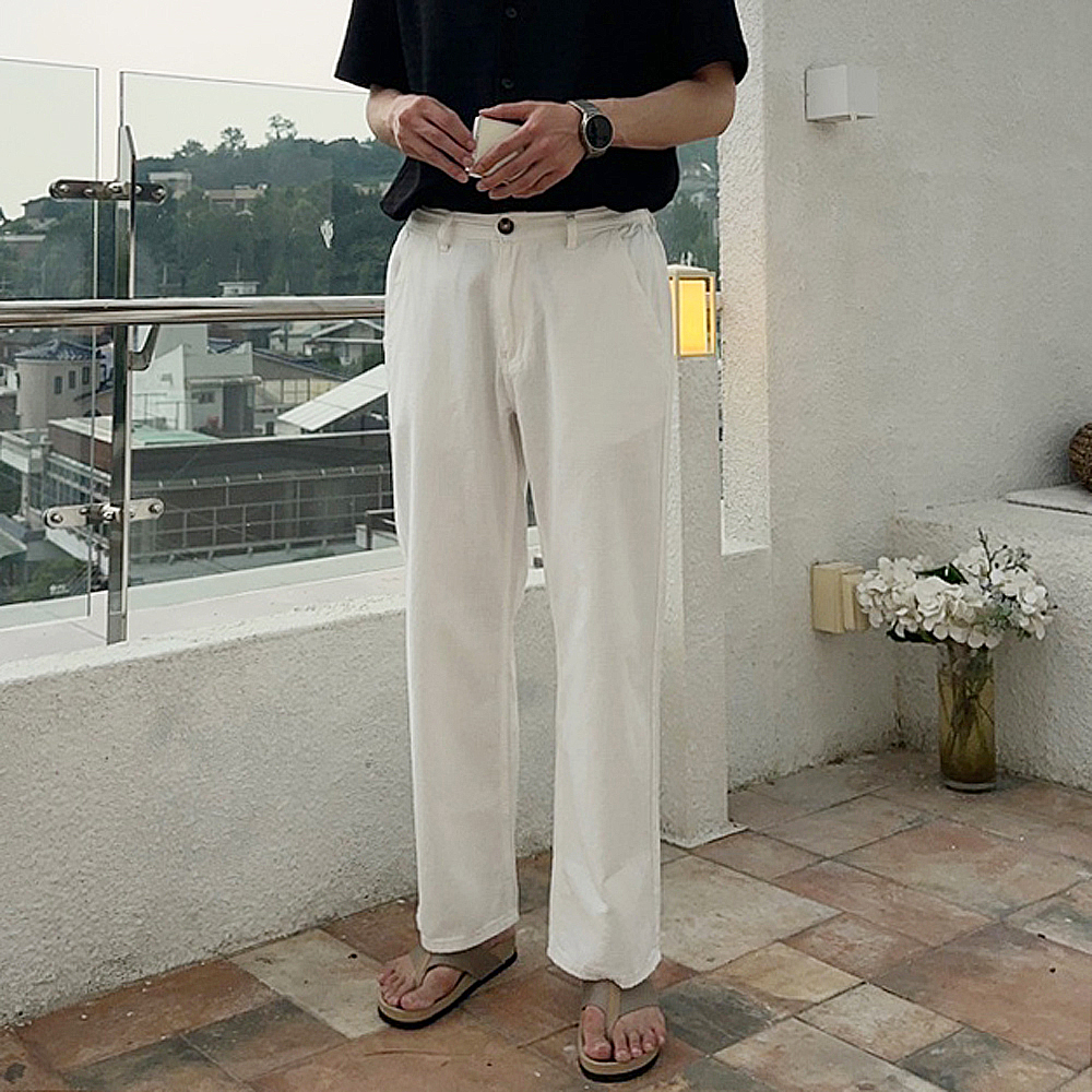남자 여름 린넨 바지 밴딩 아이스 와이드팬츠 남자냉장고바지