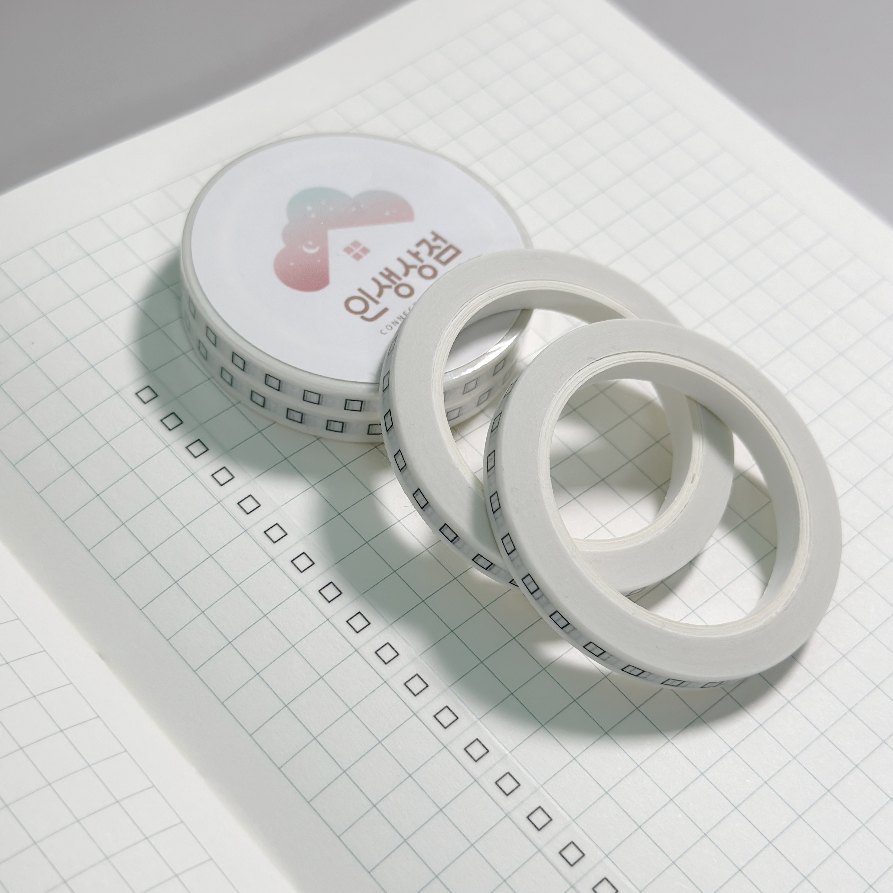 인생상점 필기가능한 네모 마스킹테이프 체크리스트 마테 2개입 5mm 간격 10M