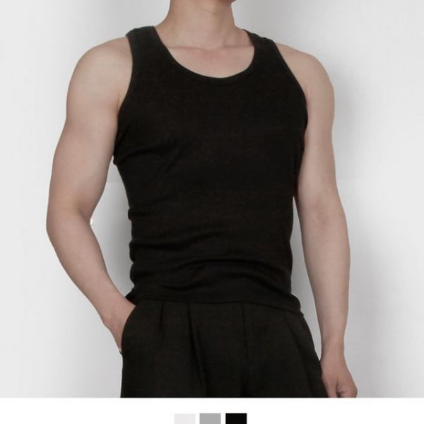남자나시티 남자민소매 헬스 나시 런닝 이너 국내생산 무지 스판 골덴 남자나시 3color : 그레잇제이씨04