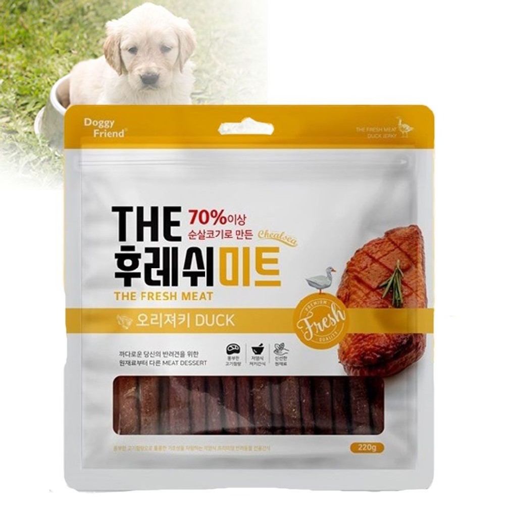 강아지간식 사사미 스틱 후레쉬미트 오리 220g x5 : 예삐뽀삐