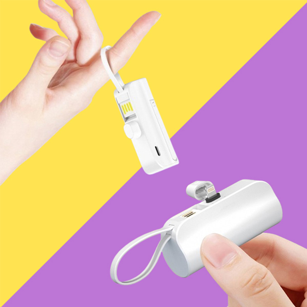 아이폰 일체형 보조배터리 도킹형 미니 휴대용 5000mAh 8핀 c타입 - 상품 이미지