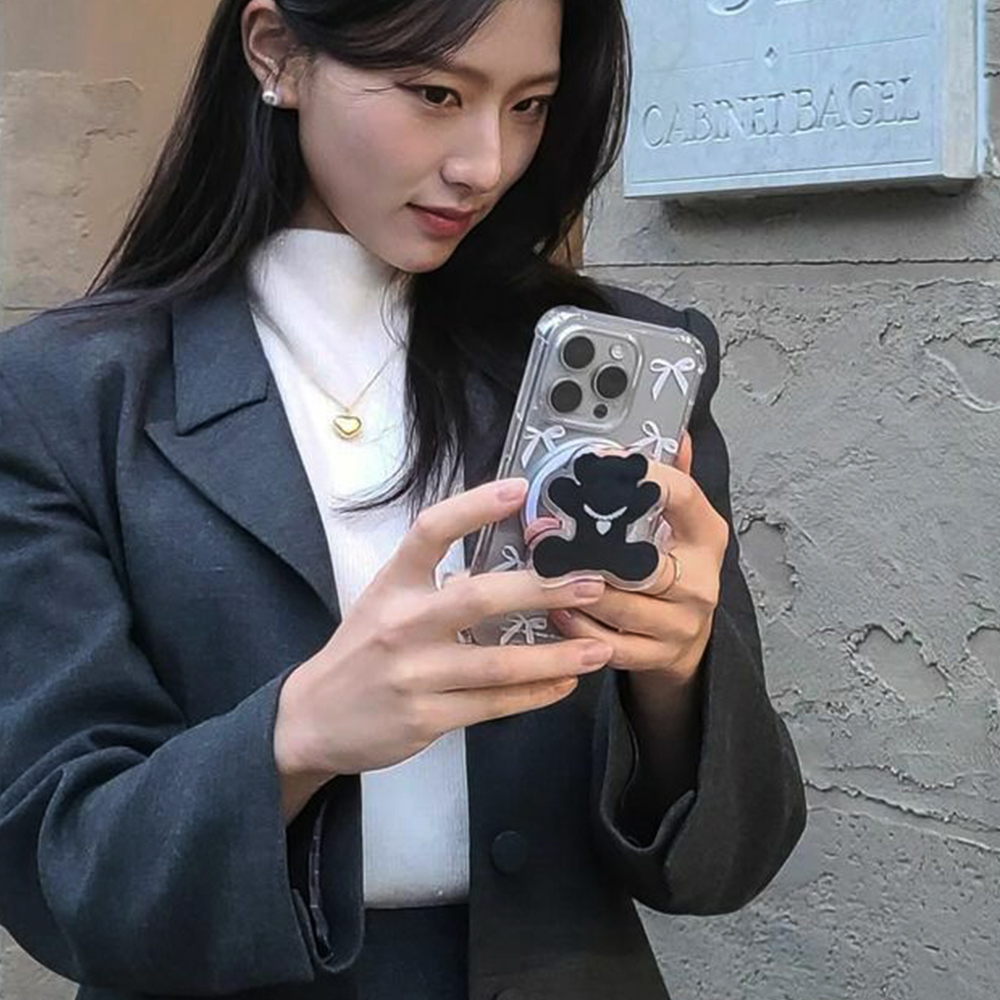 아이폰15 프로 케이스 맥세이프 블랙 베어 SET - 상세 이미지 4