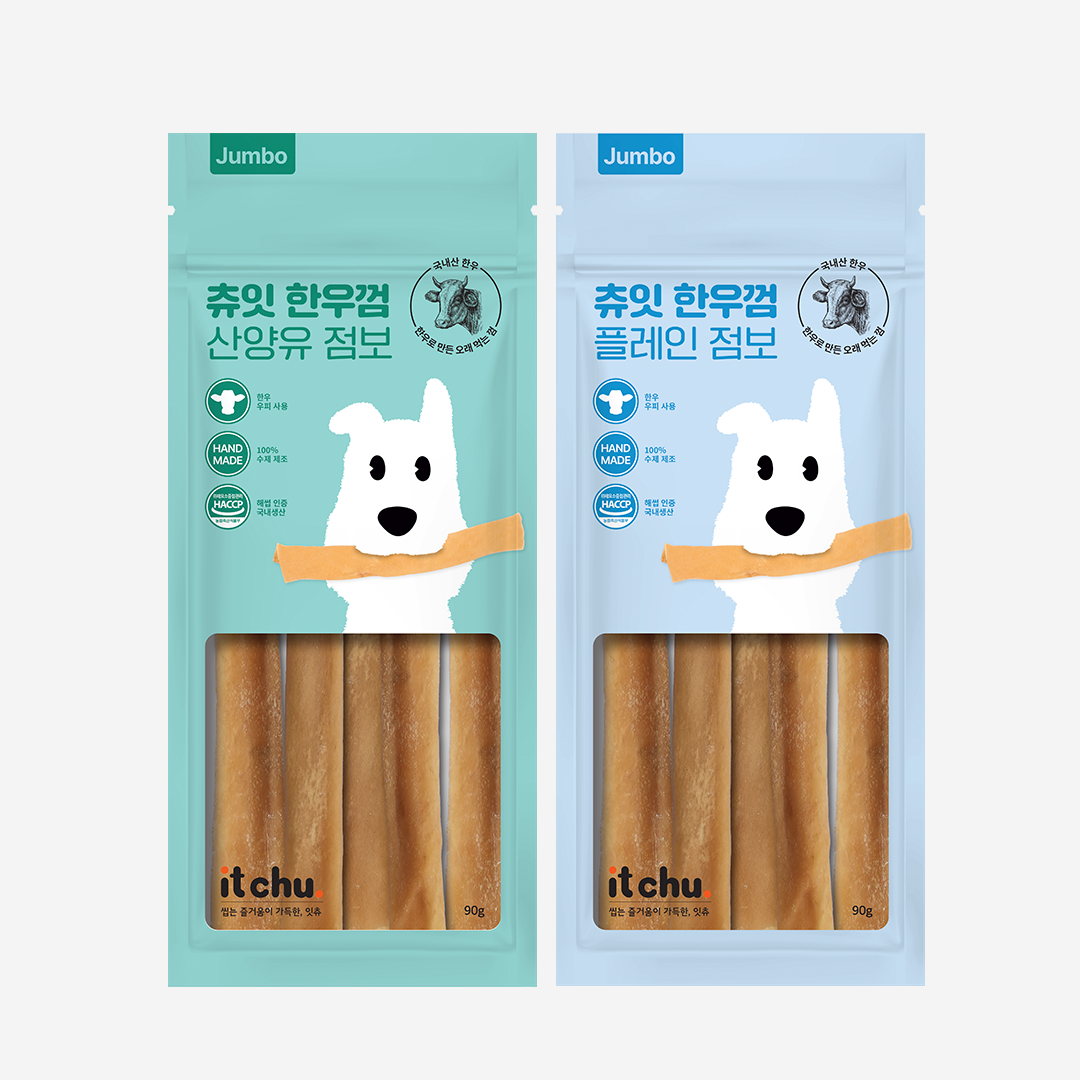 츄잇 한우껌 90g 플레인 산양유 강아지 오래먹는 껌 수제 간식 소가죽 소힘줄 대형견 이미지 2