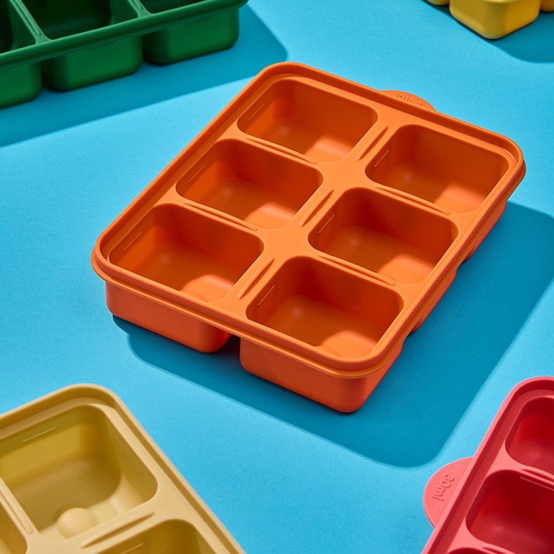 잼먹 실리콘 이유식 큐브 틀 보관 용기 6구 이유식준비물