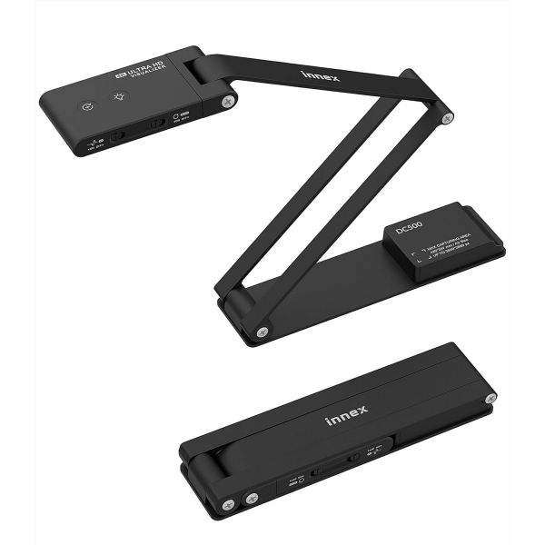 Innex DC500 13MP 4K USB 휴대용 문서 카메라 웹캠 노이즈 캔슬링 마이크 듀얼 오토포커스 오토 플립 내장 3단계 LED 지원 윈 맥 크롬북... 