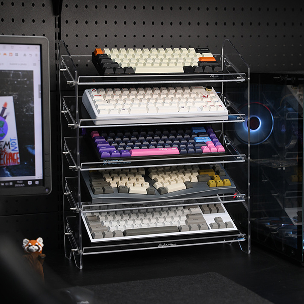 키보드 선반 키보드 보관 거치대 전시대 투명 아크릴 3단 4단 5단 제품 이미지