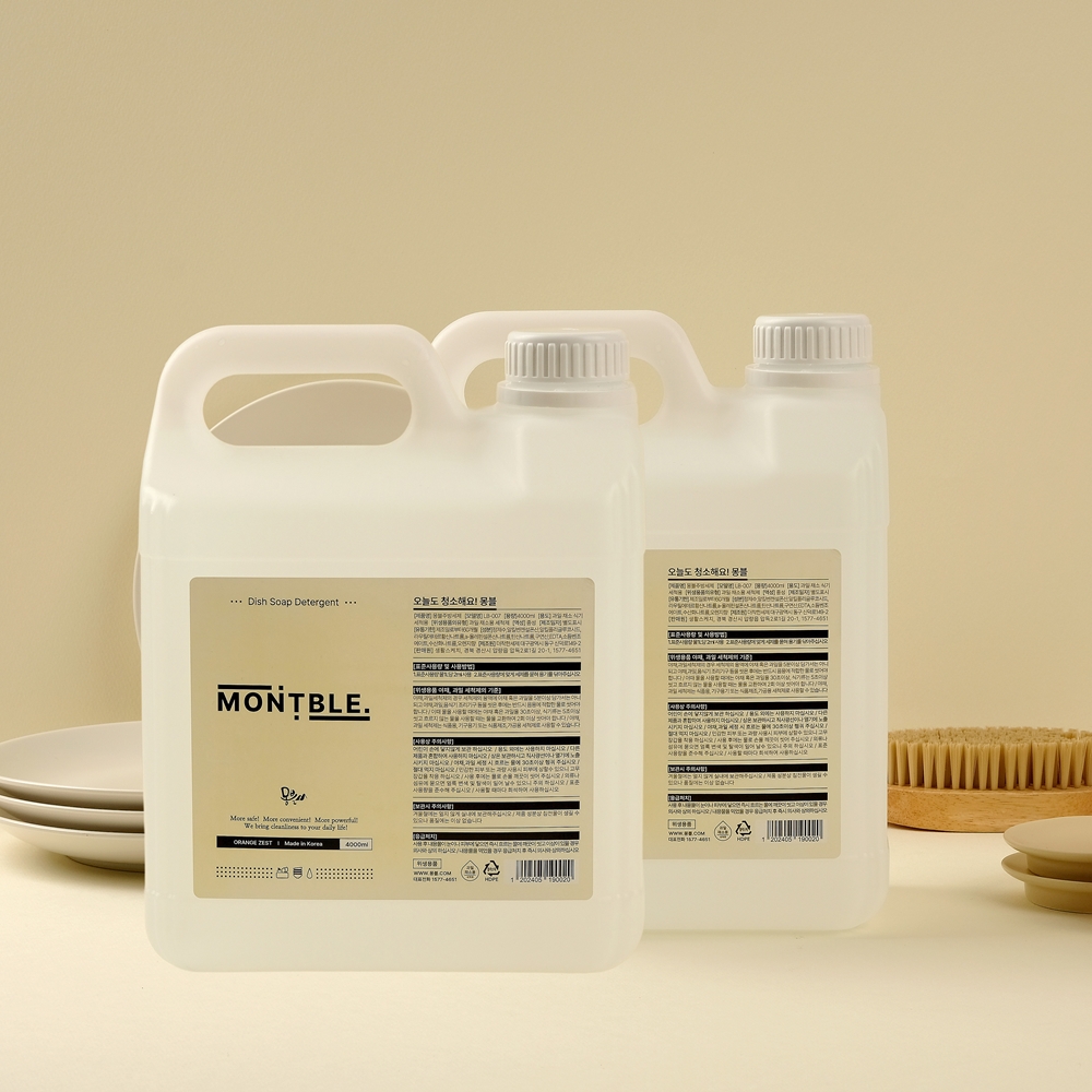 1+1 몽블 주방세제 대용량 4L 설거지세제 오렌지향 리필