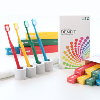 (센서티브) DENFIT 덴핏 딥클린 올인원 엣지 피라미드형 칫솔 레인보우캔디 색상 4칼라/12개입 - 상세 이미지 2