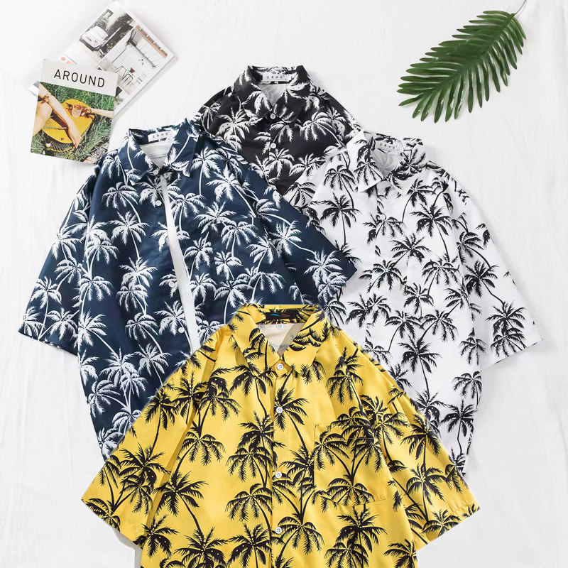 하와이안셔츠 빅사이즈 여름 야자수 반팔셔츠 커플 남방 휴양지룩