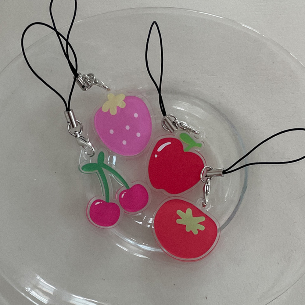 mini fruit 줄 키링 고리 핸드폰 스트랩 apple