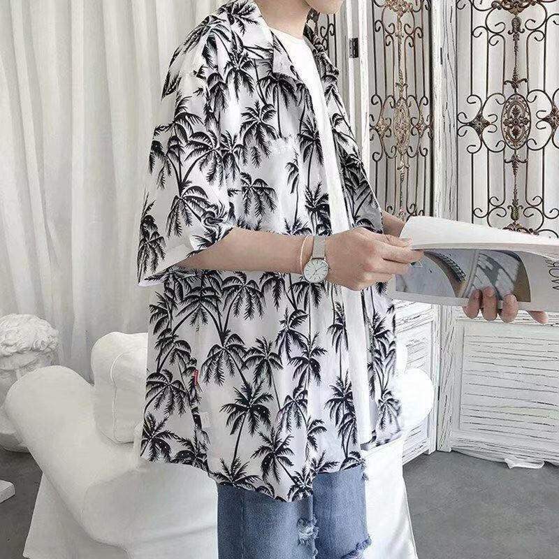 하와이안셔츠 빅사이즈 여름 야자수 반팔셔츠 커플 남방 휴양지룩 이미지 8