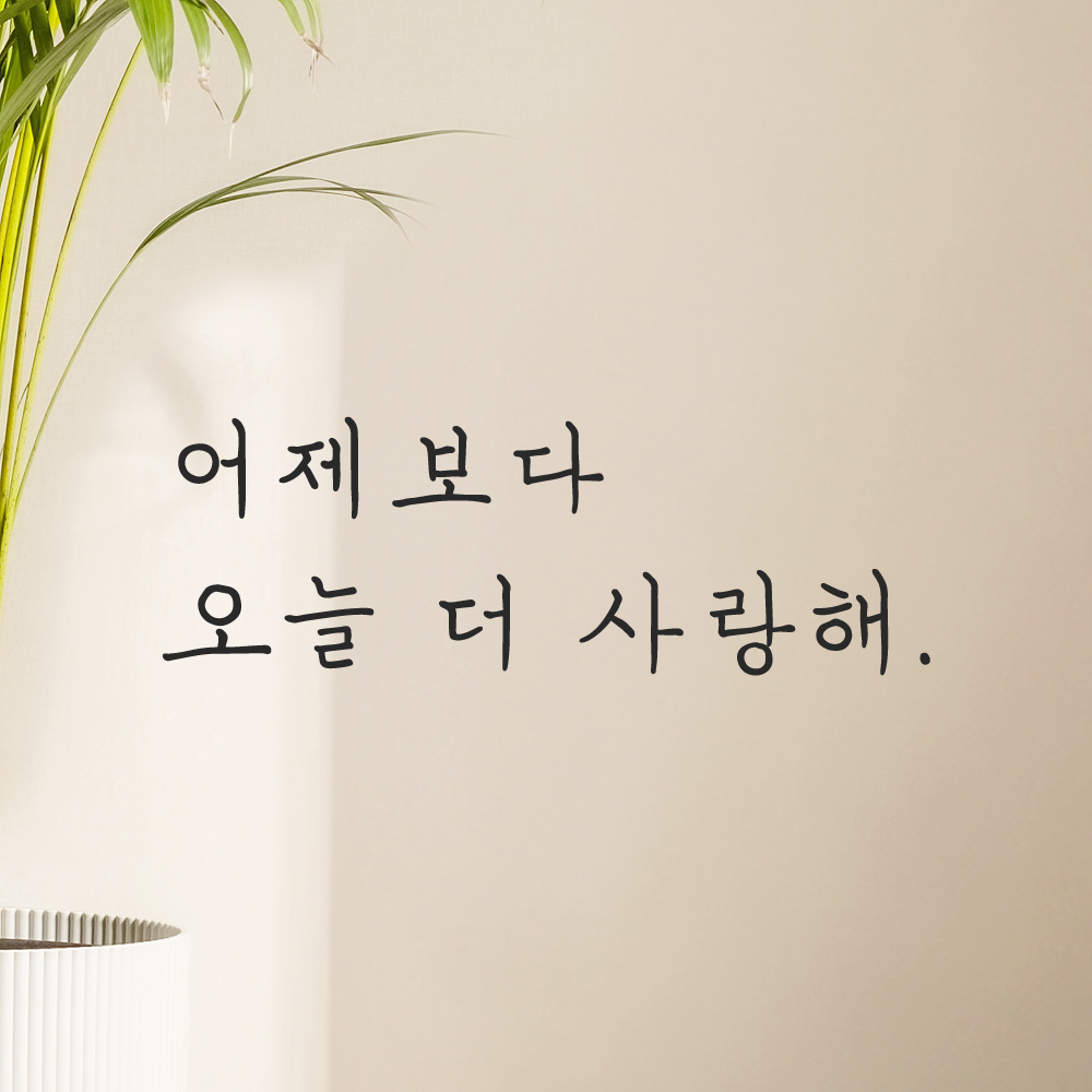인테리어 포인트 감성 손글씨 레터링 스티커 어제보다 오늘 더 사랑해 LH-101S 검정 이미지 6