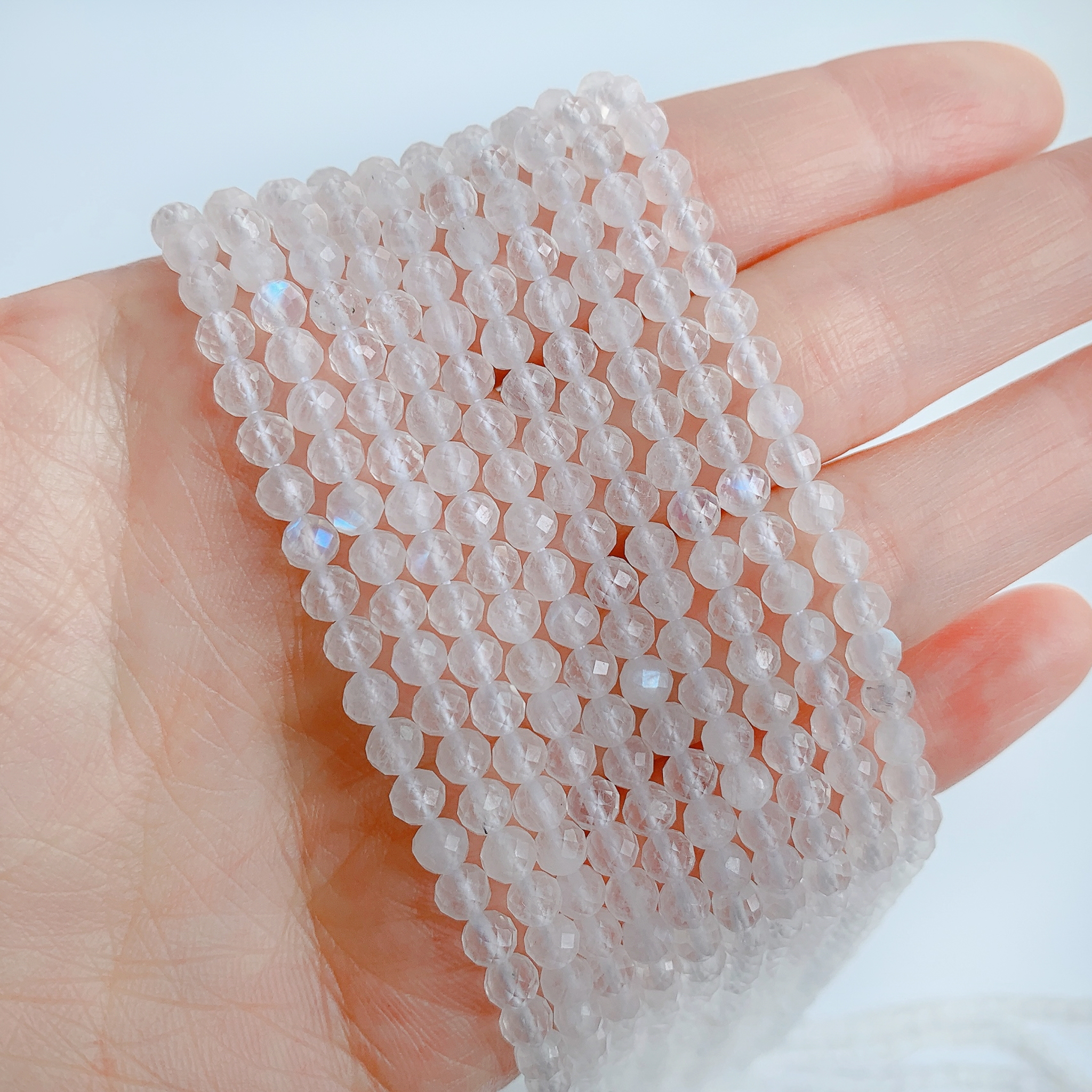 에이플로 A+커팅 레인보우 문스톤 월장석 원석 부자재 팔찌만들기 4.2mm, 1줄 - 상세 이미지 3