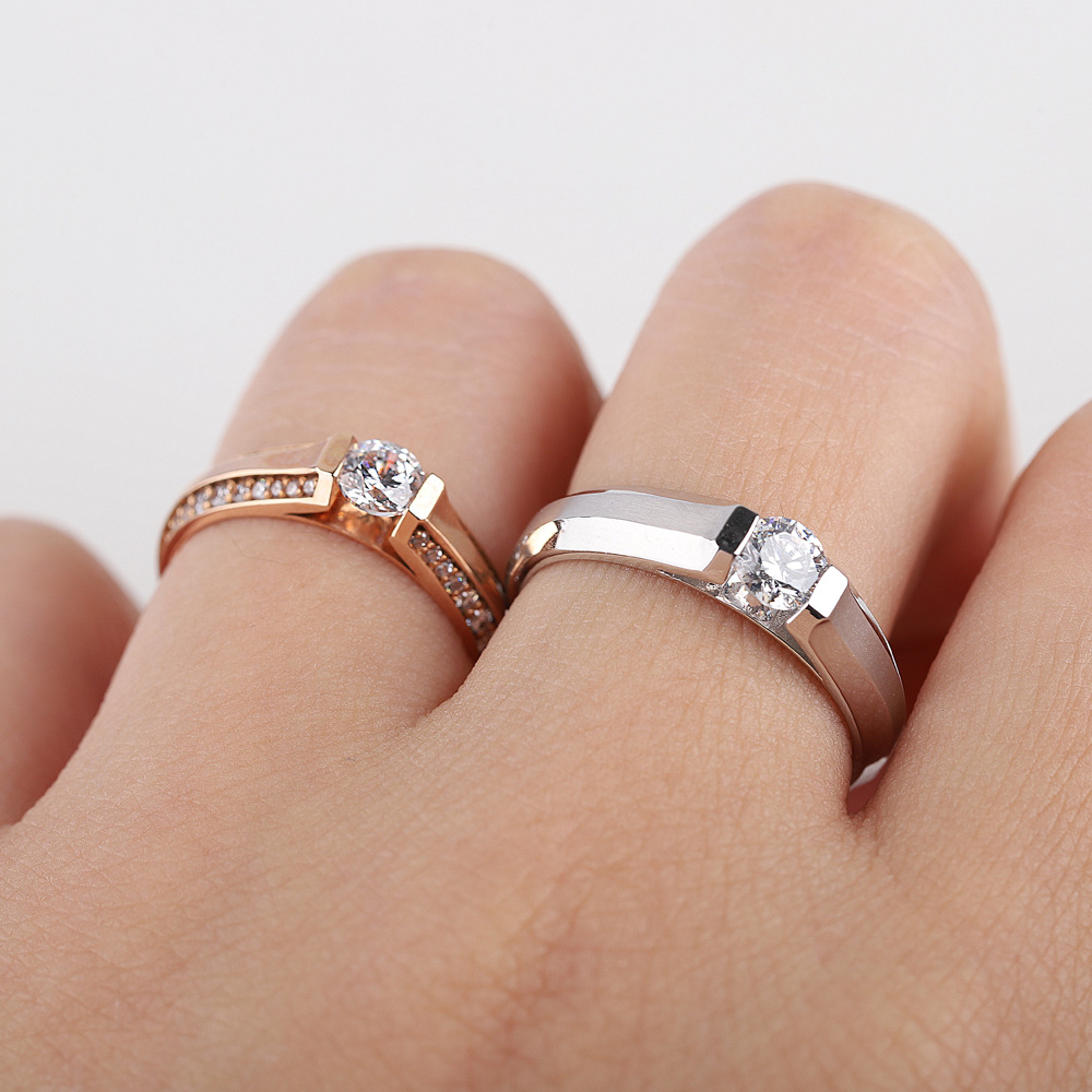 3부 다이아 커플링 천연 우신 GIA 기념일 생일 선물 포인티 남자 여자 반지 - 상세 이미지 2