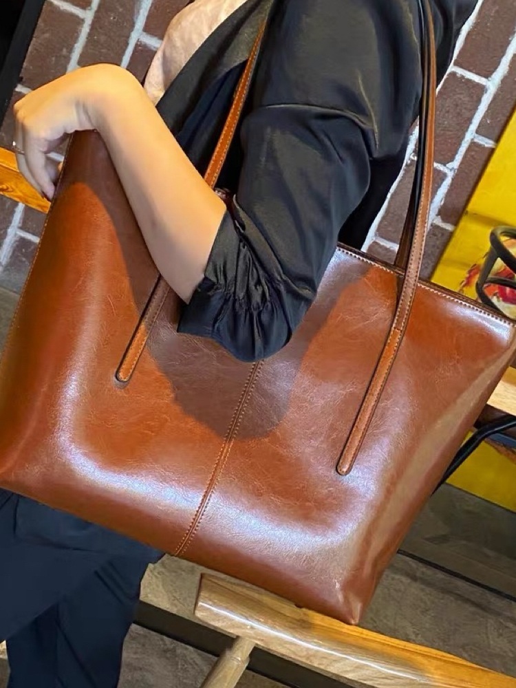 여성용 숄더백 가방 사무용 토트백 신형 대용량 천연 소가죽 단기출장 오피스 - 상세 이미지 2