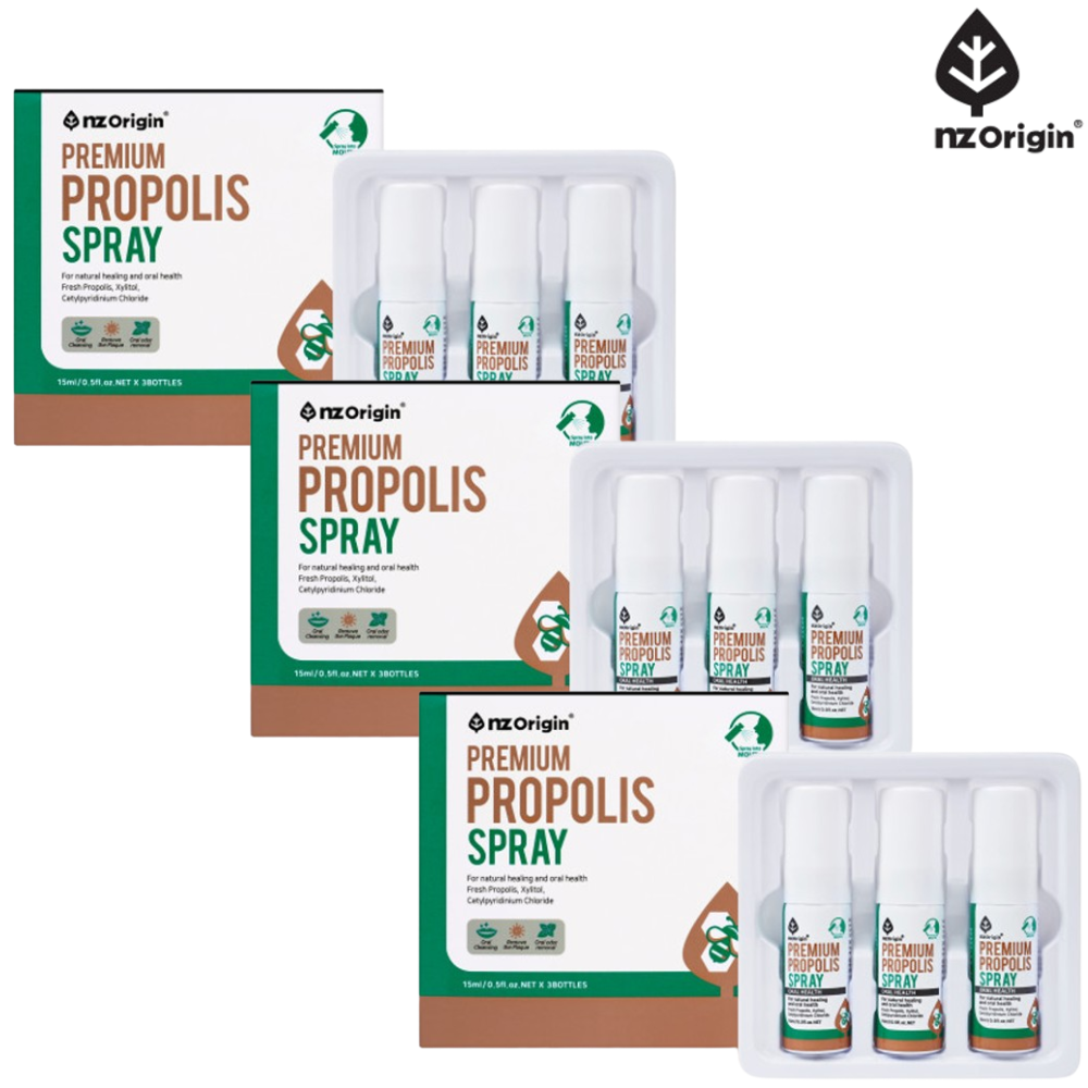 엔젯오리진 뉴질랜드 프로폴리스 액상 스프레이 15ml 3개입 x3박스 프라그 구취 입냄새 - 상품 이미지