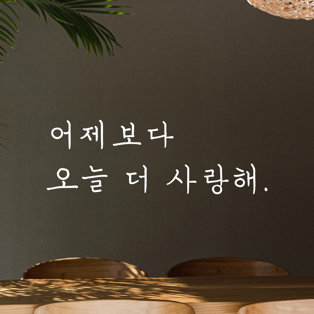 인테리어 포인트 감성 손글씨 레터링 스티커 어제보다 오늘 더 사랑해 LH-101S 검정 - 상세 이미지 2