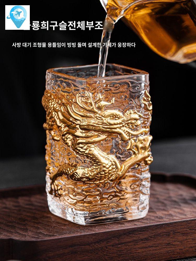 술잔 골드 양주잔 금 드래곤 용 크리스탈 소주잔 위스키잔 - 상세 이미지 4