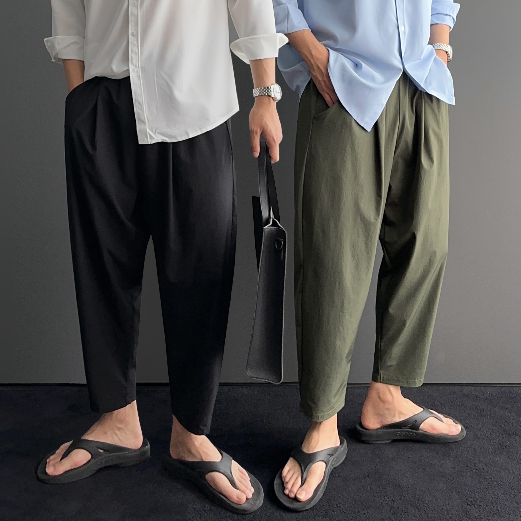 벌룬팬츠 남자냉장고바지 남자9부바지 - 상품 이미지