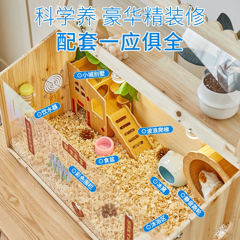 햄스터은신처 DIY 목재 투명 친칠라 장난감 집 페럿 - 상세 이미지 5