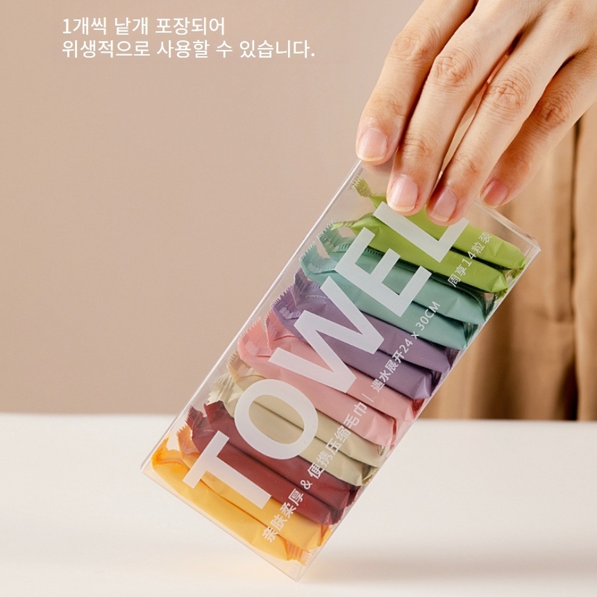 일회용 압축 페이스타올 여행용 코인 수건 타올 개별포장 14P세트 - 상세 이미지 3