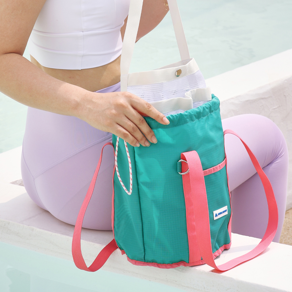 수영가방 스윔 메쉬 비치백 샤워 비치 성인 아동 물놀이 방수 목욕가방 2in1