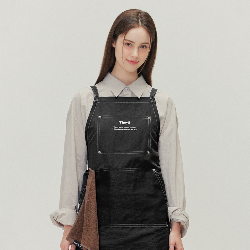 [스티치 에이프런] 방수 앞치마 미용 네일 X형 카페 공방 애견 가운