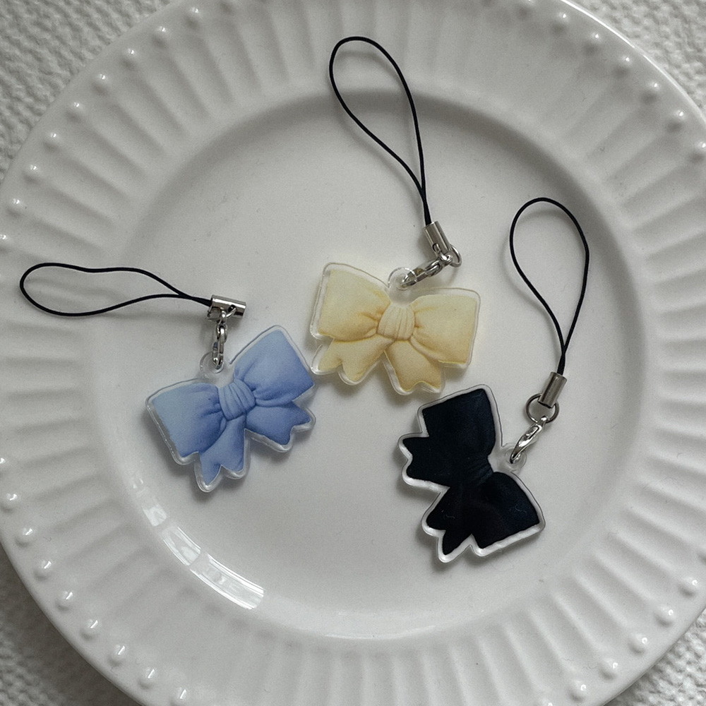 big wish ribbon 줄 키링 고리 핸드폰 스트랩 blue