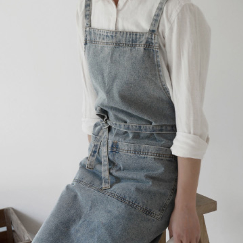 데님 연청 진청앞치마 어린이집 보육교사앞치마