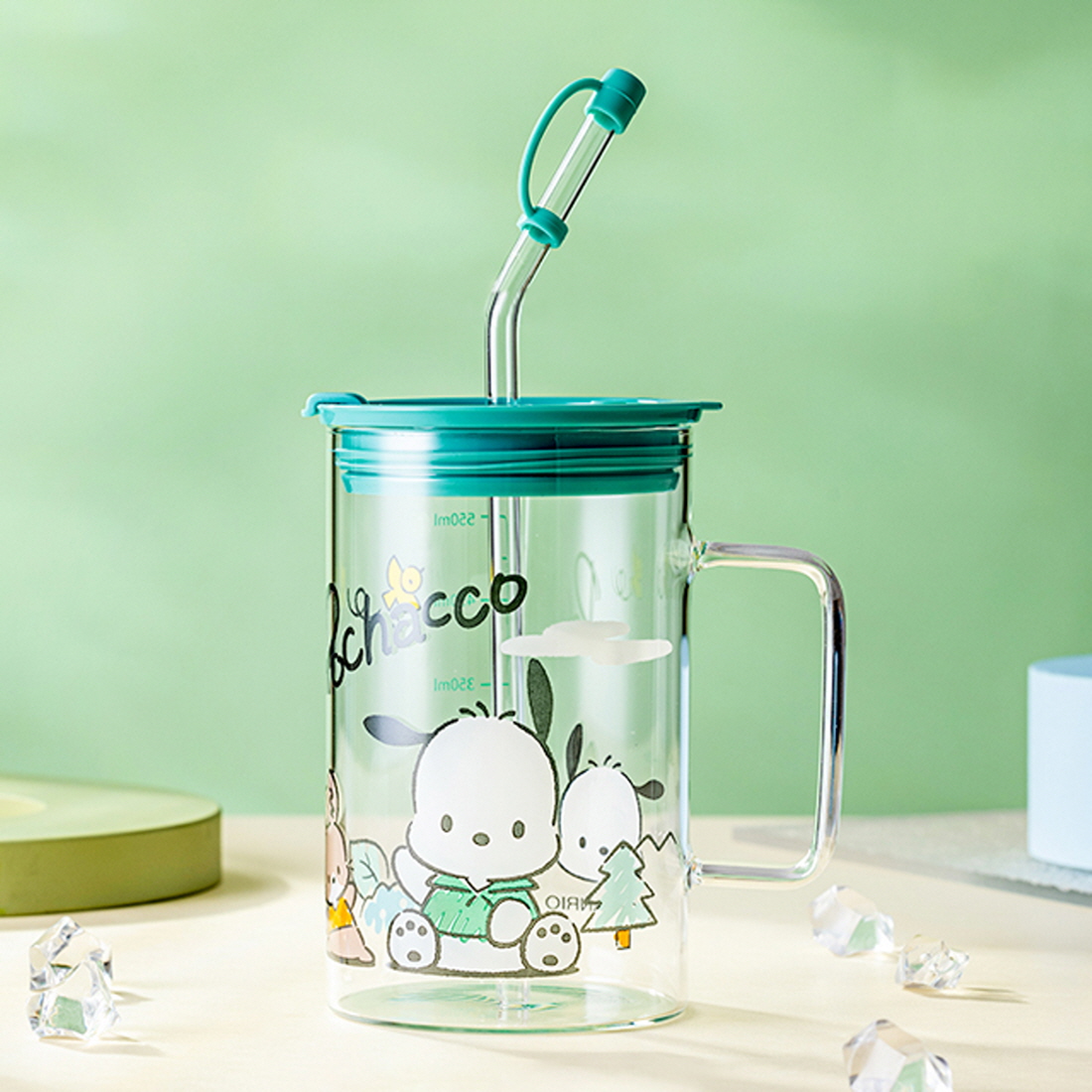 산리오 빨대 뚜껑 아이스아메리카노잔 맥주잔 대용량 유리컵 헬로키티 700ml - 상세 이미지 2