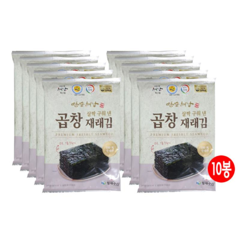 [해남미소] 형제수산 살짝구운 곱창재래김(5매) 10봉 : 해남미소