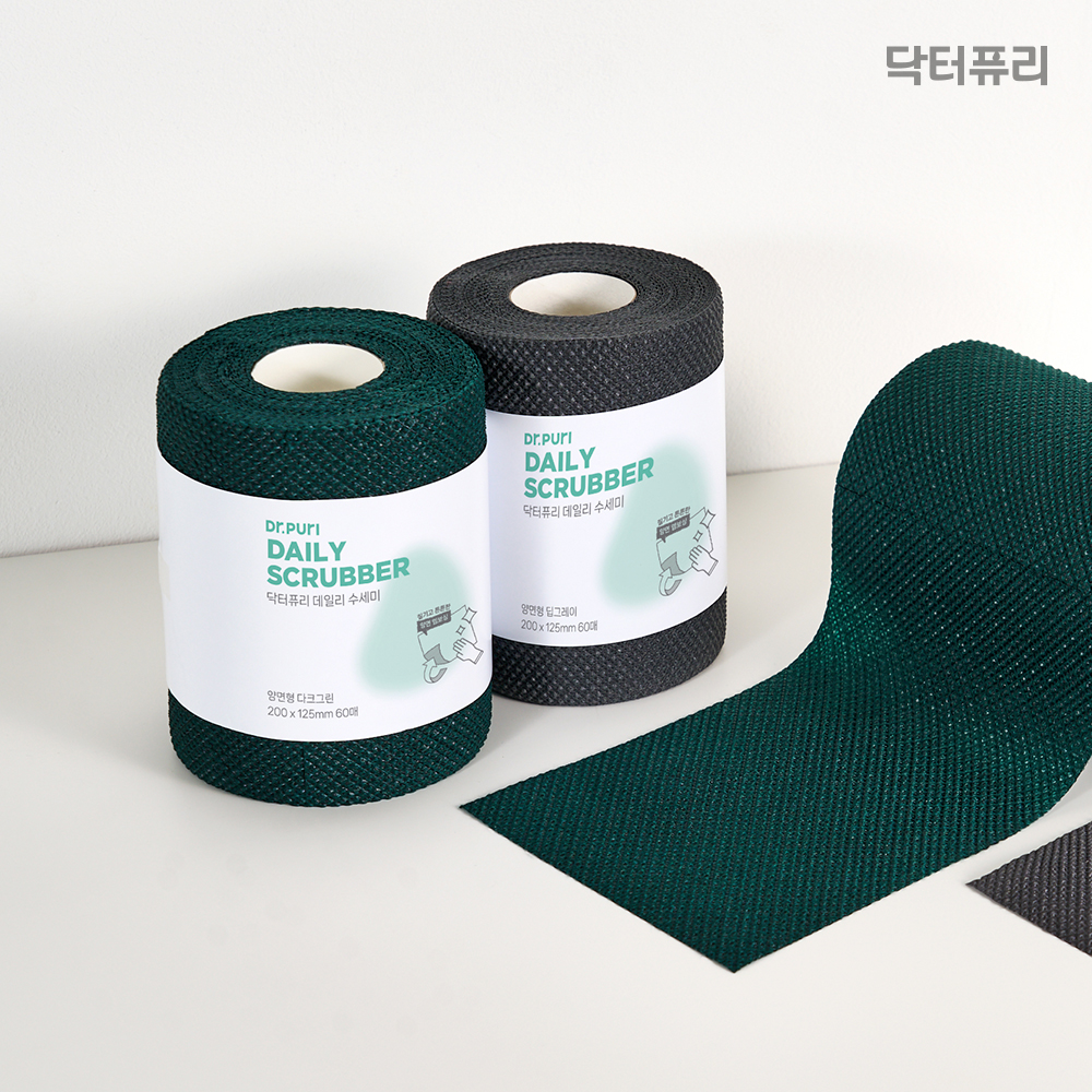 [극세사행주 증정] 닥터퓨리 스트롱 데일리 수세미 60매 x 4입 소형