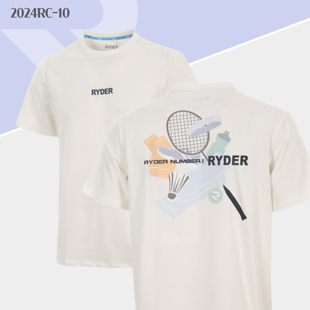 라이더 RYDER 2024RC-10 코튼 남성/여성 반팔티셔츠 배드민턴 복 탁구 스쿼시 스포츠의류 - 상품 이미지