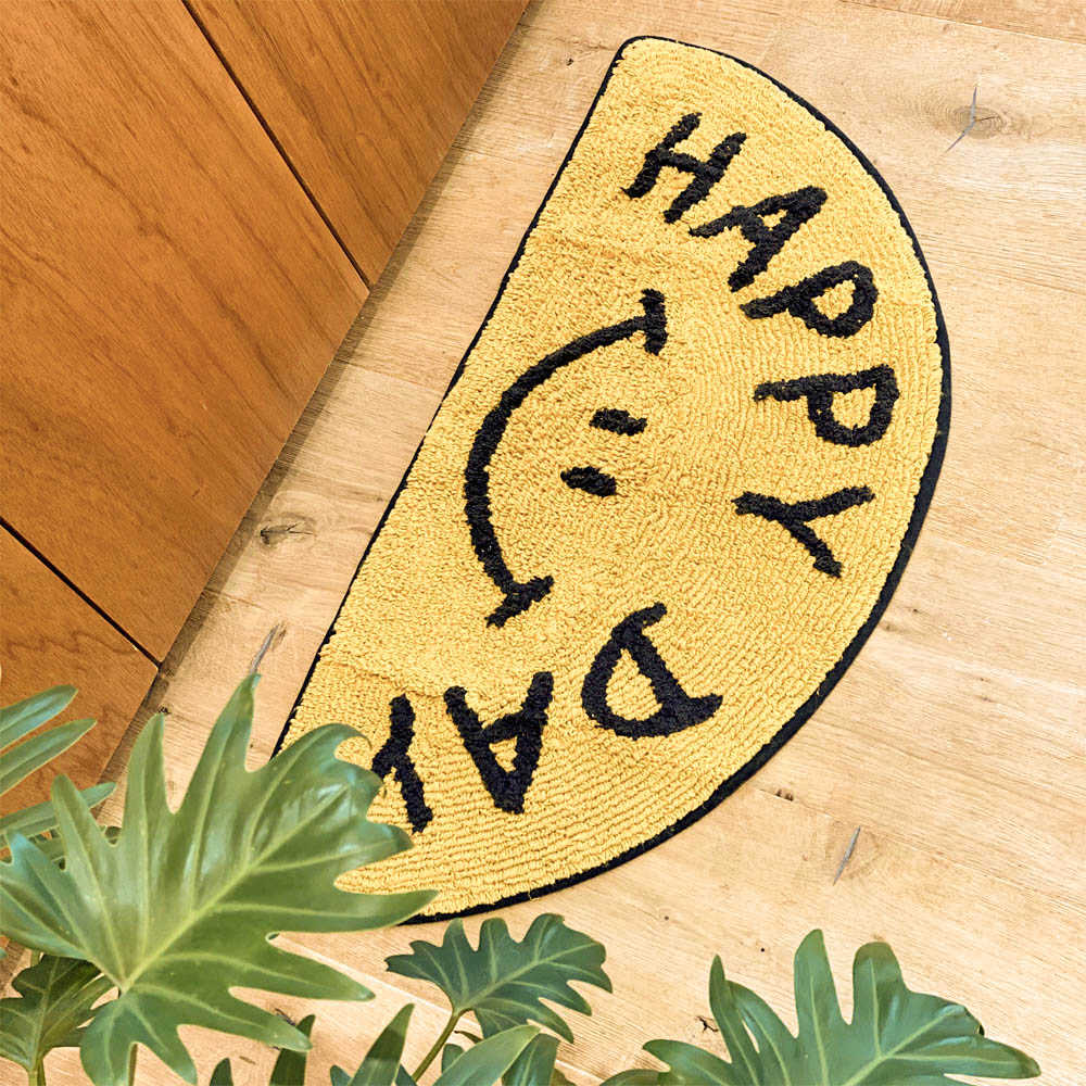 해피데이 스마일 옐로 반달 순면 욕실 발매트