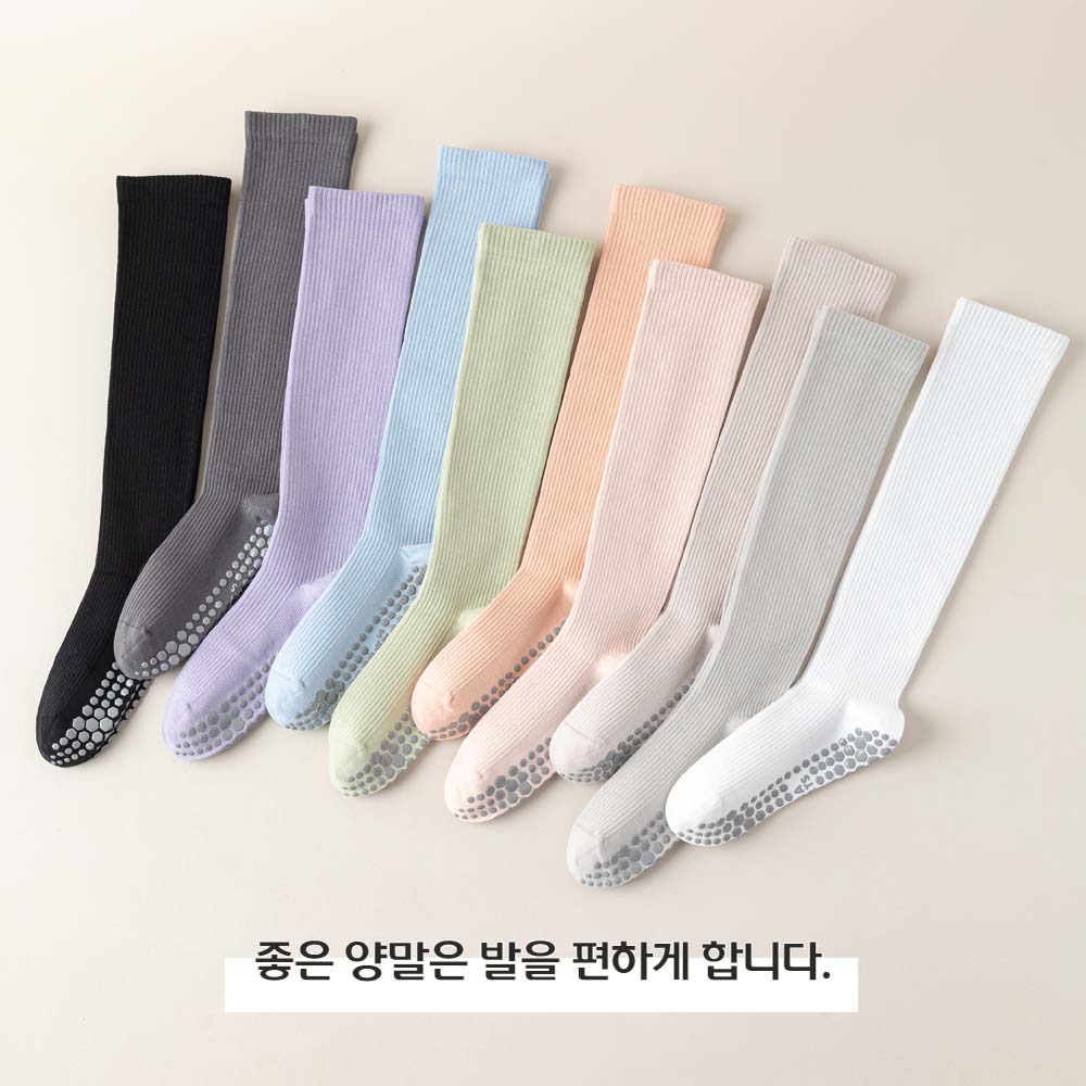 에멜강스 여성 니삭스 반스타킹 미끄럼방지 필라테스 운동 무릎 양말 - 상세 이미지 2