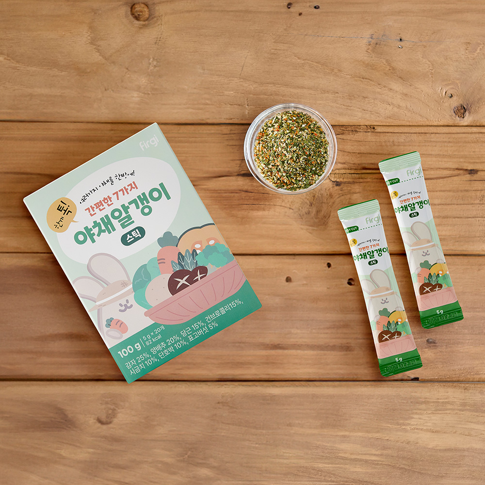 퍼기 한끼 톡 간편한 7가지 야채 알갱이 스틱 다진 채소 분말 가루 토핑 믹스 초기 중기 후기 5g 20포