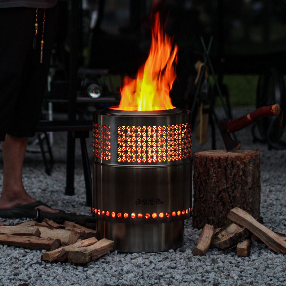 조선땔감 원형 화로대 플레임팟 36 불멍 바베큐그릴 캠핑 이중연소 대형 장작 화로대