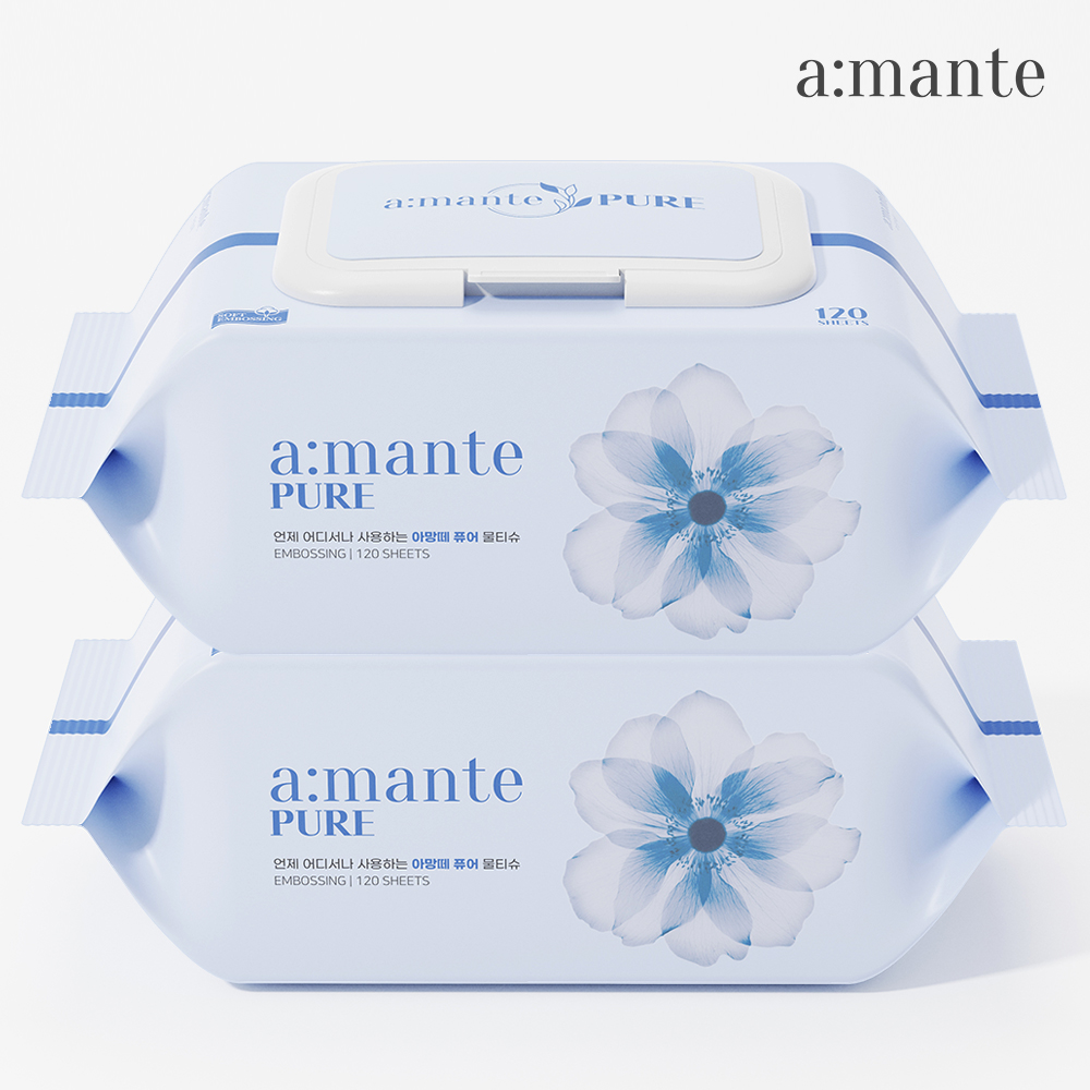 아망떼 퓨어 대용량 아기물티슈 캡형 120매, 10개