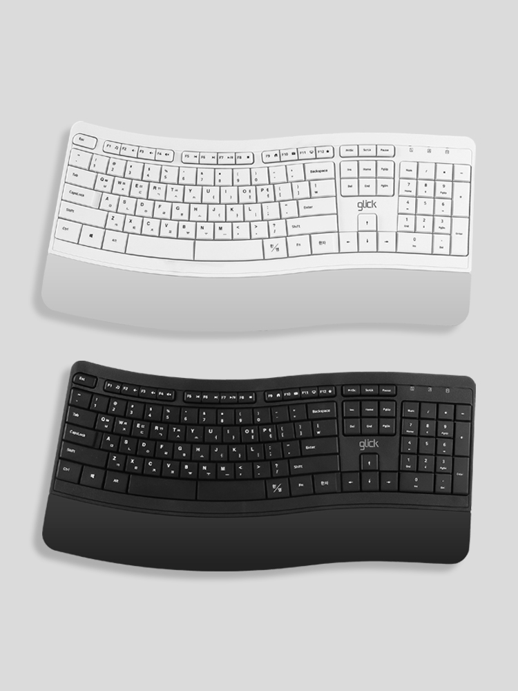 지클릭커 오피스프로 에르고M 인체공학 무선 키보드 EK100 화이트