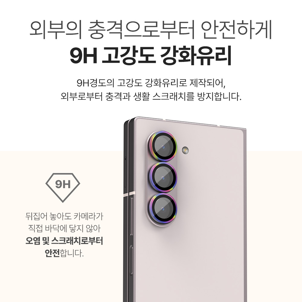 랩씨 카메라 렌즈 보호 강화유리 필름 빛번짐 방지 메탈링 블랙 갤럭시Z 폴드6, 2매입 - 상세 이미지 3