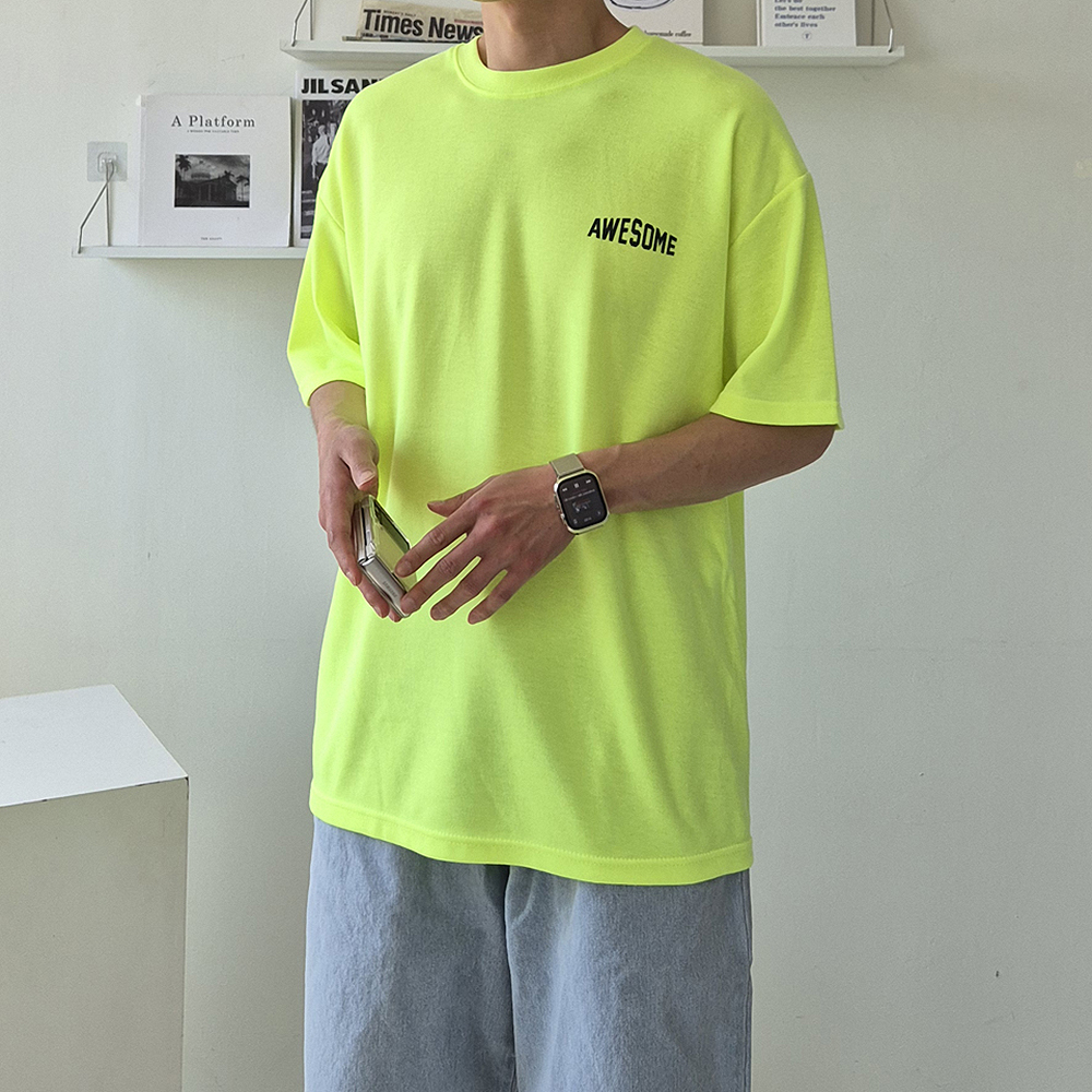 커플 반팔티 레터링 오버핏 흰색 여름 남자 반팔티 - 상세 이미지 3