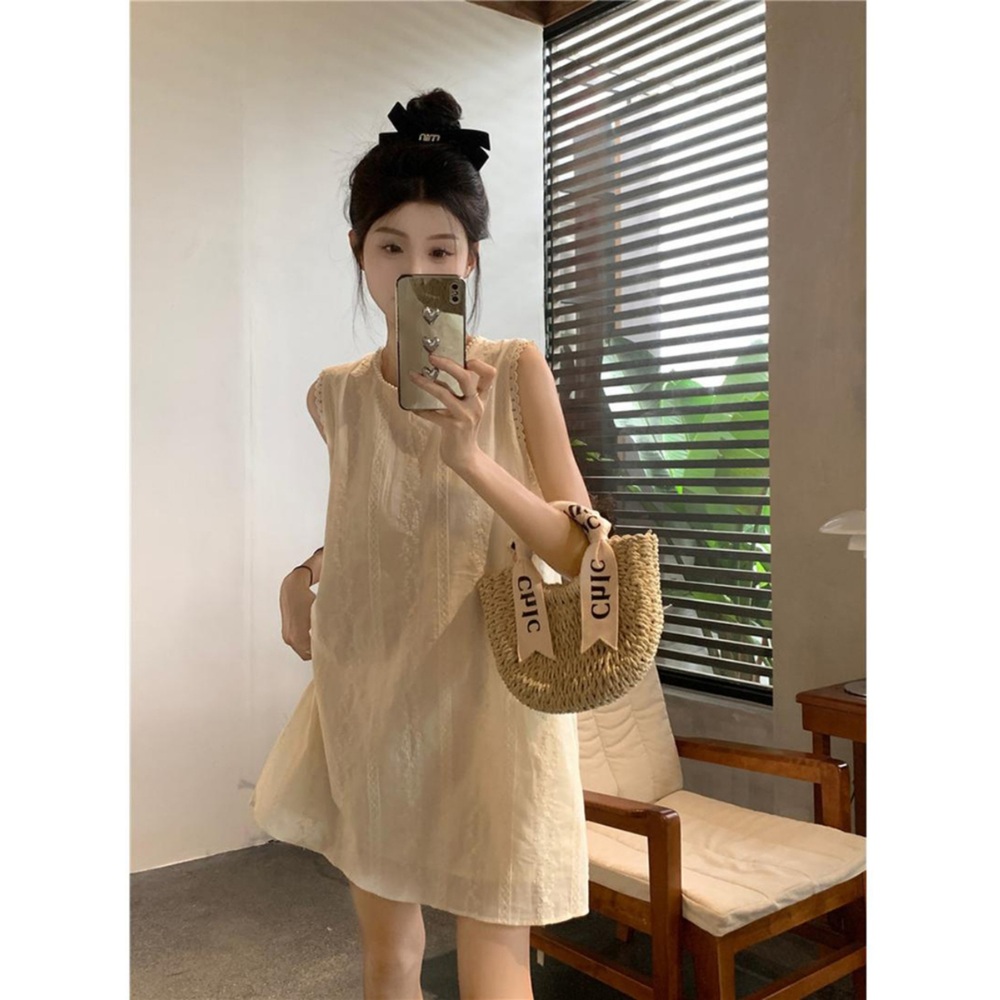 태연 원피스 레이어드 민소매 인스타그램 루즈핏 뒷 트임 의상 옷 패션 - 상세 이미지 5
