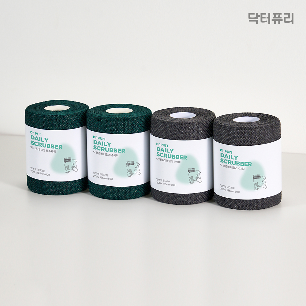 [극세사행주 증정] 닥터퓨리 스트롱 데일리 수세미 60매 x 4입 소형