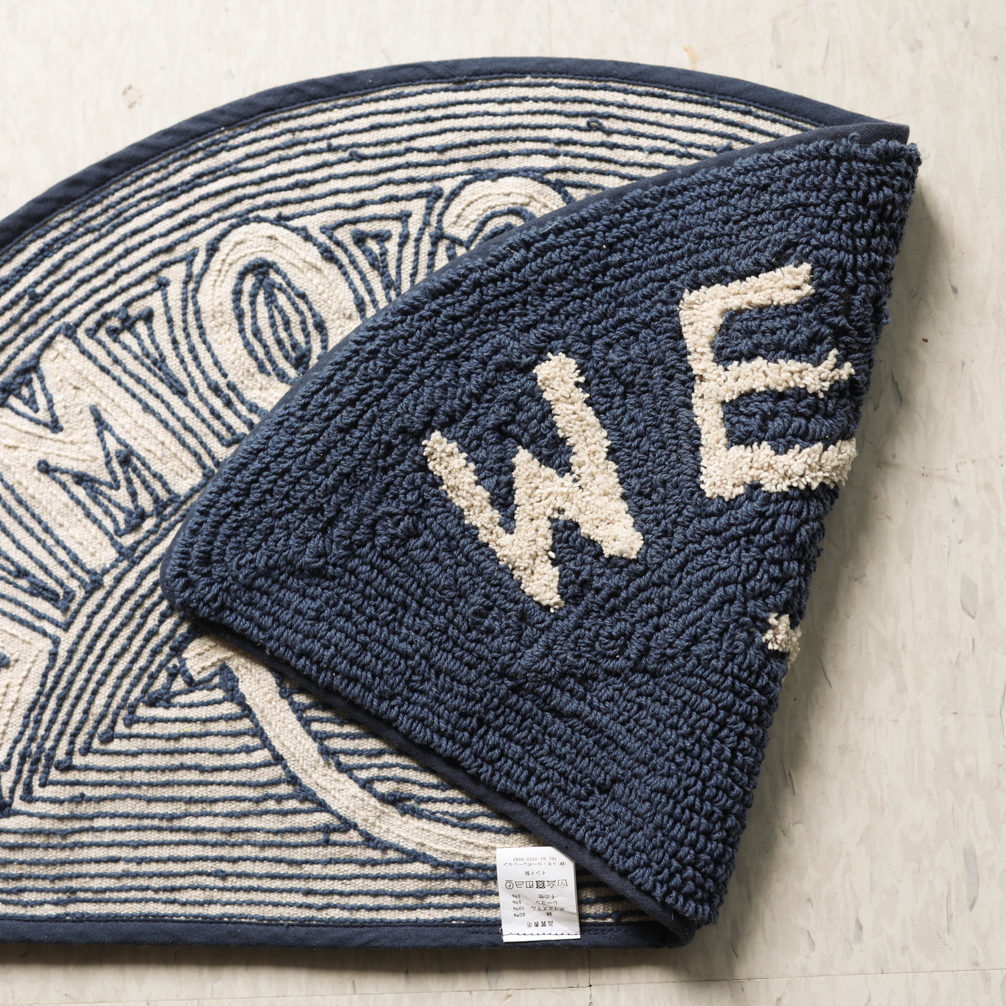 웰컴 스마일 블루 반달 순면 욕실 발매트