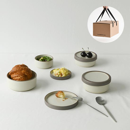 에라토 포슬착착 1인 8p 국산 도자기 찬통 뚜껑 그릇 선물세트